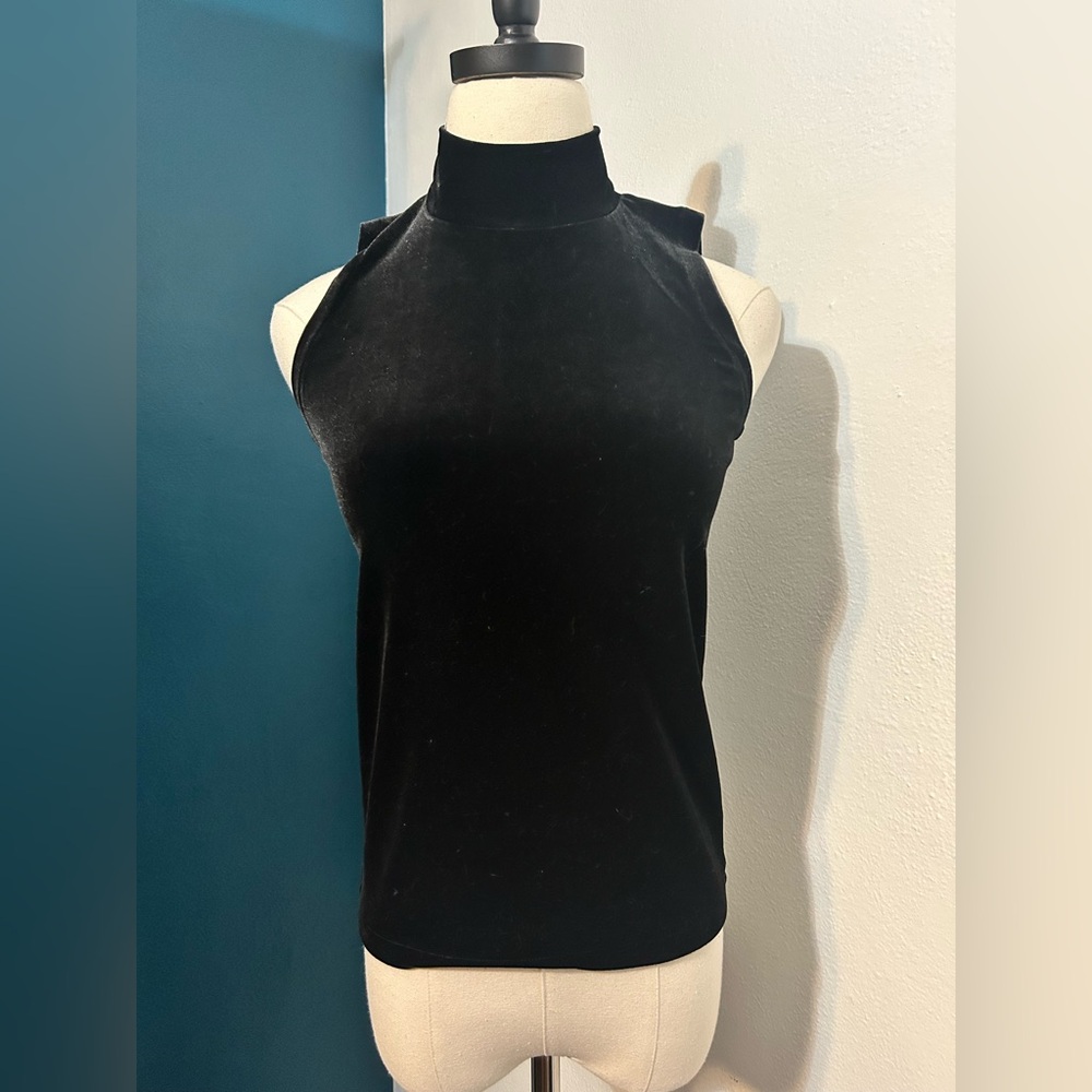 J. Crew Black Velvet Mock Neck Tank Top